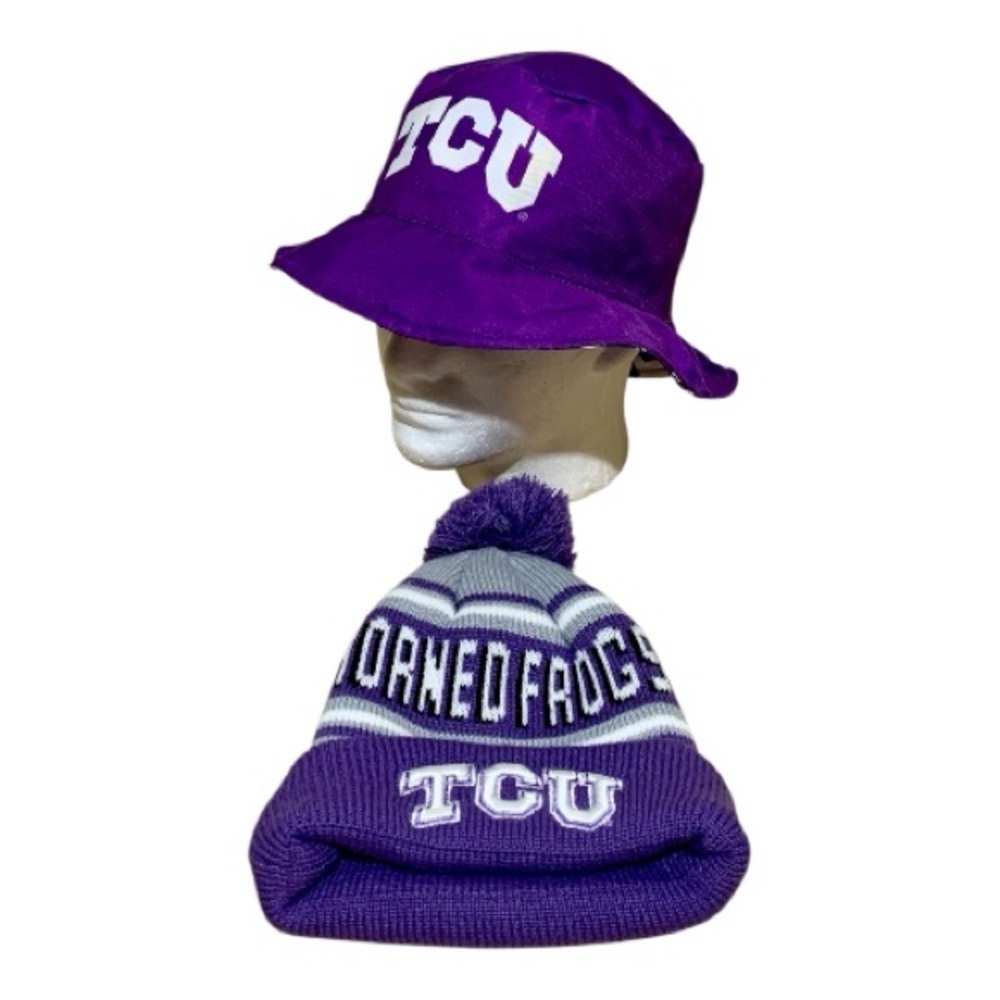 New Era TCU Bucket Hat and Beanie Hat Bundle of (2)